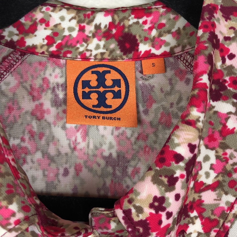 Tory Burch Floral Gold Button Collared Half Butto… - image 3